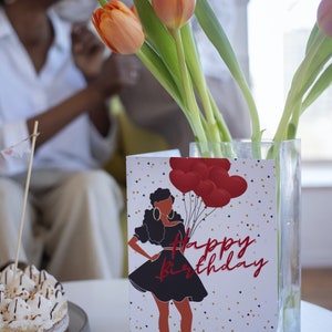 Desejos de aniversário para uma linda mulher negra | Cartão de aniversário | Comemore as mulheres negras | Cartão de felicitações