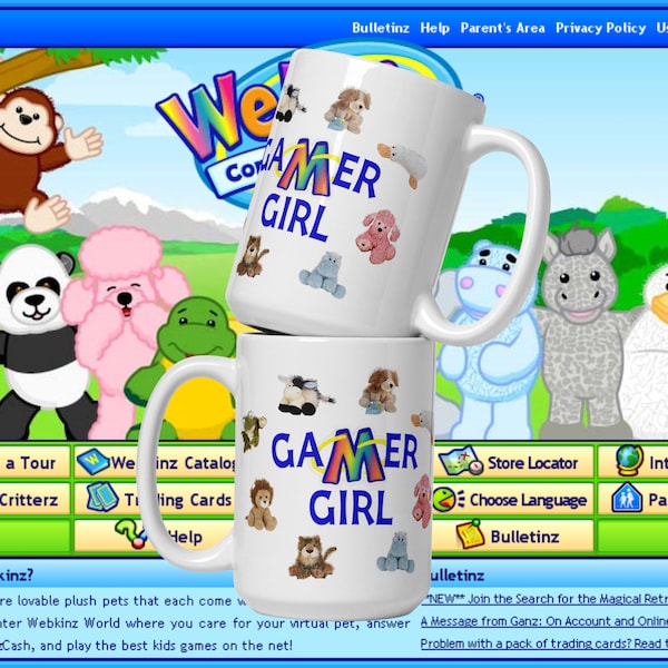 Gamer Girl Webkinz Mug, Gift for Webkinz Fans, Gift for Gamers