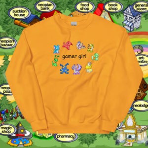 Neopets Gamer Girl Sweatshirt, Neopets Merchandise, Gift for Nostalgic Gamers, Gamer Girl Crewneck