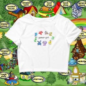Neopets Gamer Girl Crop Top, Gift for Neopets Fans, Gamer Girl Shirt