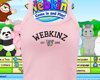 Camiseta de tirantes acanalada Webkinz (Est. 2005), artículos de Webkinz, ropa nostálgica de videojuegos