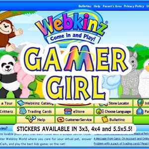 Webkinz Gamer Girl Sticker, Gift for Webkinz Fans, Y2K Retro Early 2000&#39;s Nostalgic Games