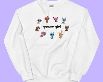Littlest Pet Shop Gamer Girl Sweatshirt, LPS Fan Gift and Apparel, Littlest Pet Shop Merchandise