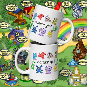 Neopets Gamer Girl Mug, Gift for Neopets Fans, Neopets Merchandise