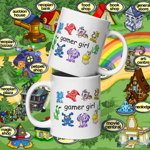Neopets Gamer Girl Mug, Gift for Neopets Fans, Neopets Merchandise