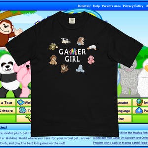 Webkinz Gamer Girl T-Shirt, Gift for Webkinz Fans, Y2K Retro Early 2000&#39;s Nostalgic Game