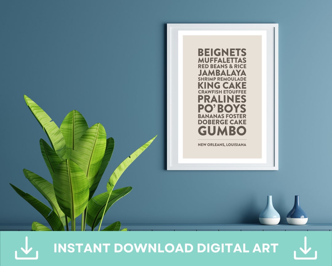 Printable Artlarge Format New Orleans Favorite Foods / Digital Download ...