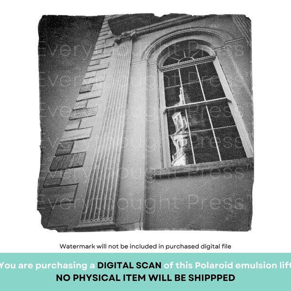 Printable Art—Charleston, SC – Broad Street Reflection / Digital Download of Scanned Polaroid Emulsion Lift / 8x10 JPG (300 ppi, RGB)