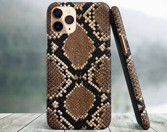 Custodia per telefono in pelle con texture pelle di serpente