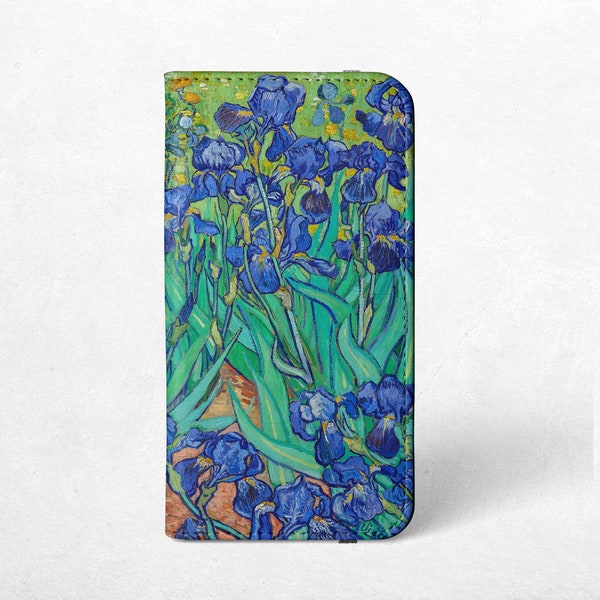 Vincent van Gogh "Irises" Wallet Case For iPhone 15, 14, 13, 12, 11 Pro Max, 13 Mini, S24, S23, S22 Ultra, S21 Plus, S20 Note 20