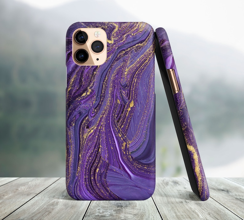 Purple Marble Phone Case Iphone 14 Pro Max Iphone 14 Plus Etsy