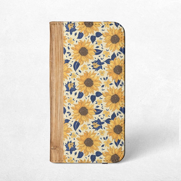 Sunflower Wallet Phone Case For iPhone 15, 14, 13 Pro Max, 15, 14 Plus, 12 Mini, 11, For Samsung S24, S23 Ultra, S22, S21 Plus, S20, Note 20