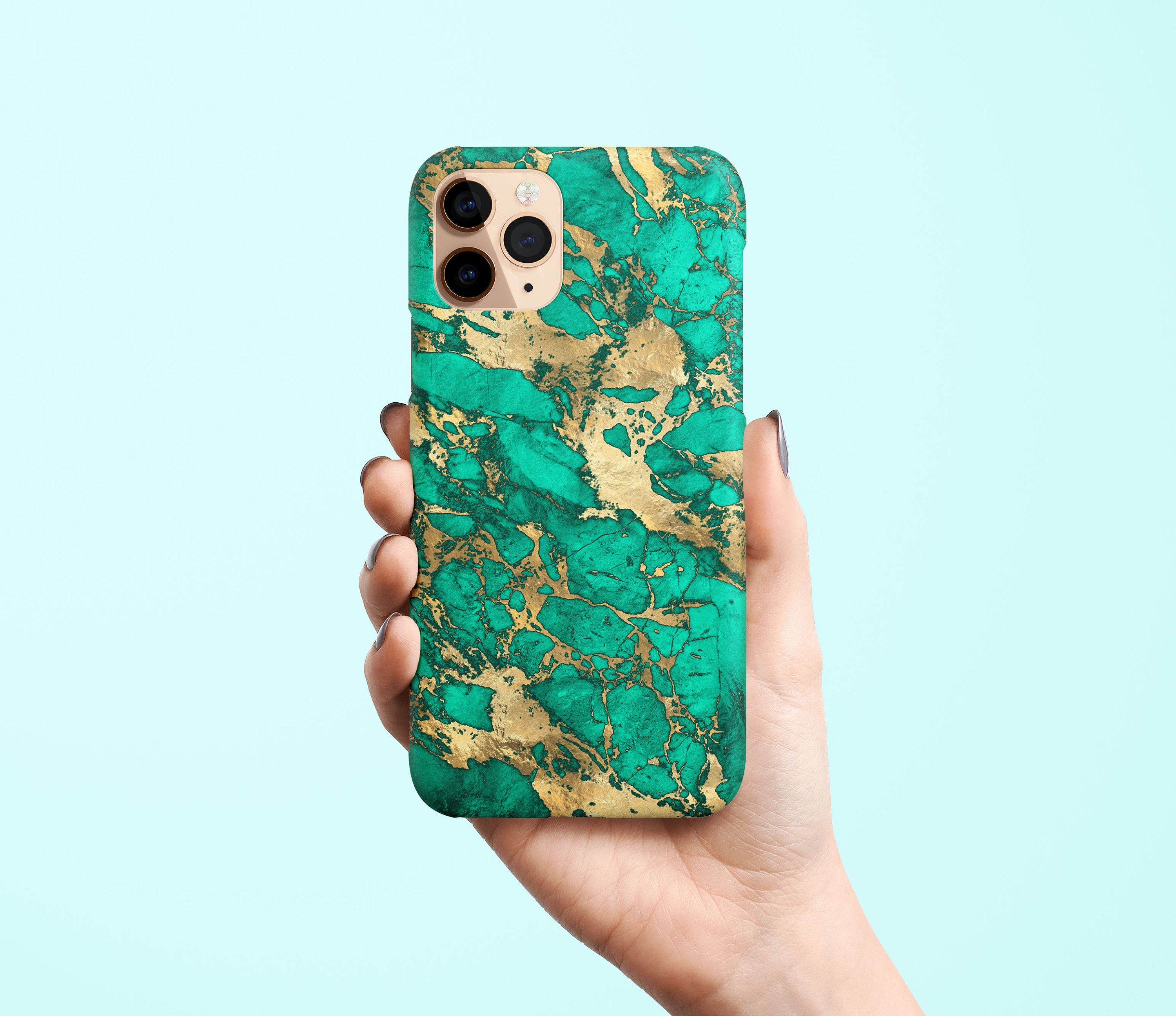 Teal and Gold Iphone 14 13 Pro Max Phone Case Iphone 14 Etsy