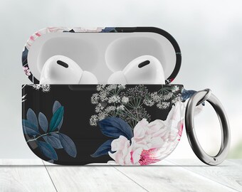 Black Floral AirPod Pro 2 Case, Airpod 3rd Generation, Airpods Cover, Airpod Case Keychain, Airpods Case Cover, Airpod case 2nd/3rd