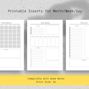 Productivity Planner Inserts – includes Daily/Weekly/Monthly for Schools/Schedules/Work - digital download, US Letter/8.5 x 11 (PDF)