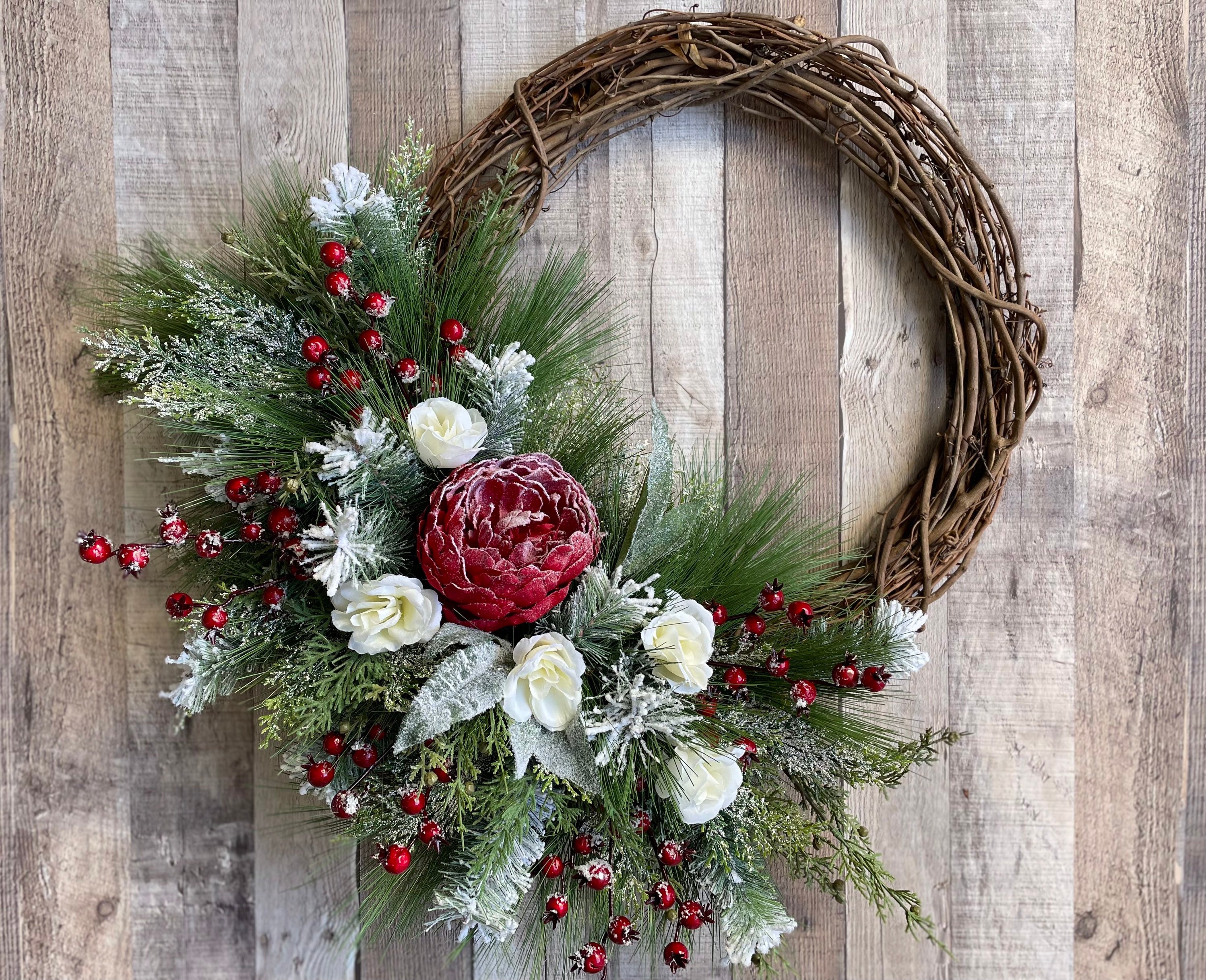 Red Christmas themed wreath