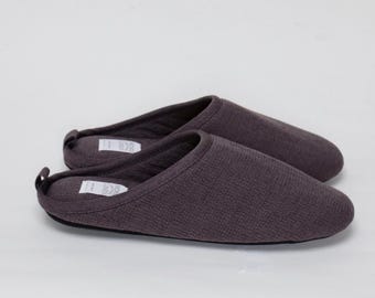 Japanese Linen Slippers - Charcoal