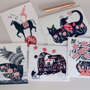 Conjunto de 5 tarjetas de felicitación de Sugimoto Sanae