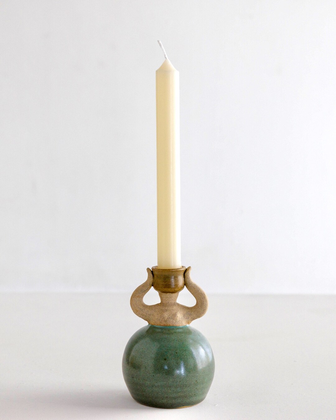 Gold Sculptural Leg Pillar Candle Holders - Pair Of 6" Decorative Candlesticks For Table Centerpieces & Home Decor