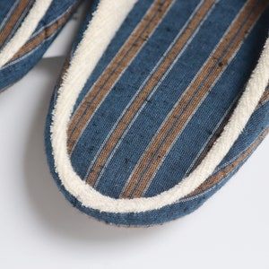 Japanese Cotton Slippers / Slow woven cotton pongee fabric room shoes image 9