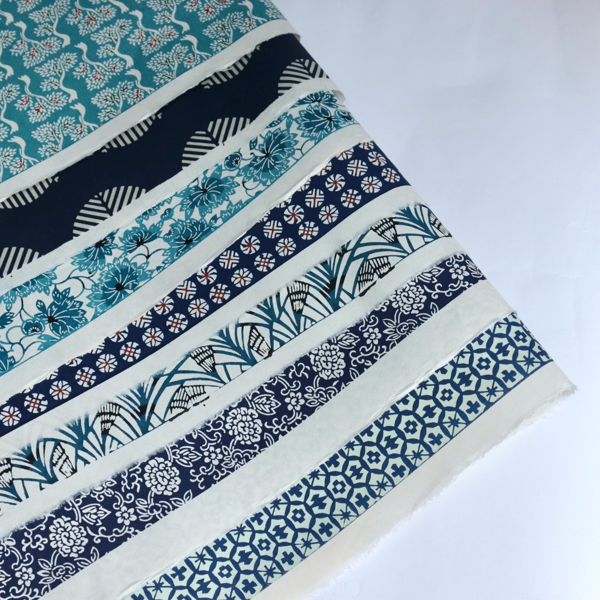 Katazome Japanese Stencil-dyed Decorative Paper BLUE | Handmade ...