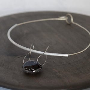 Avant Garde Vintage Glass Pendant Necklace by Nomoto Hiroshi / contemporary art jewelry / Modernist design metalwork / Bauhaus / glass