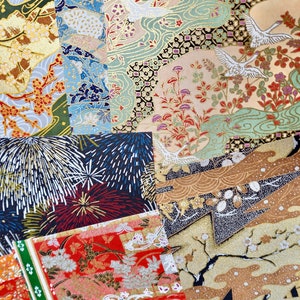 Papier origami chiyogami japonais - Qualité supérieure - Lot de 20 feuilles - Encre dorée