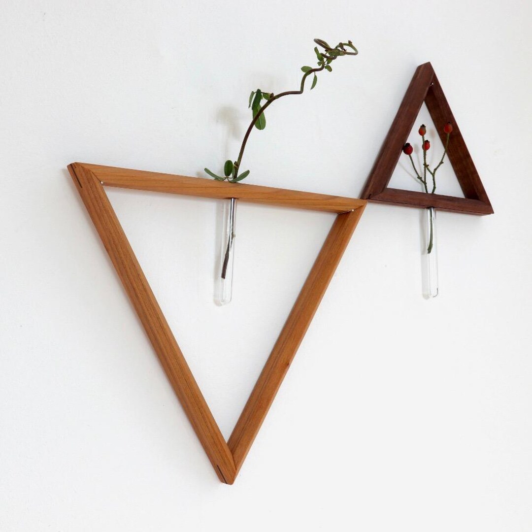 Triangle Frame / Geometric Wall Hanging Flower Vase / Handmade by Uda ...
