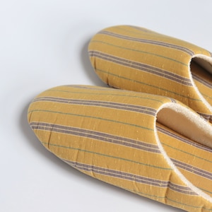 Japanese Cotton Slippers / Slow woven cotton pongee fabric room shoes image 5