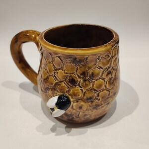 Honeybee Mug: Honeycomb Ceramic Coffee Cup