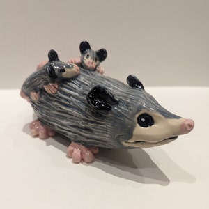 Ceramic Opossum: Momma and Babies