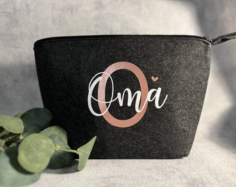 personalized bag made of felt | Cosmetic bag | Felt toiletry bag | Mother's Day gift | Gift idea for grandma | Jomaro Design