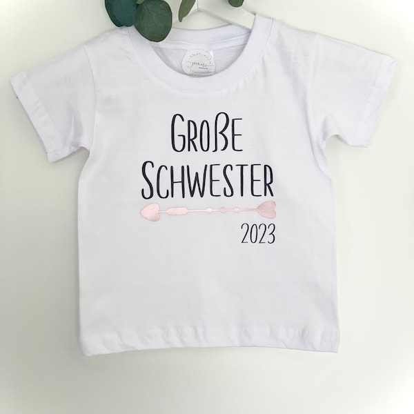 T-Shirt Große Schwester 2023 2024 | Kleine Schwester | Geschwister Shirts | Schwangerschaftsverkündung | JomaroDesign