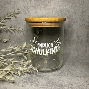 Vorratsglas | Schulkind 2024 | Geschenk zur Einschulung | Glas für Süßigkeiten | Aufbewahrungsglas | Endlich Schulkind | JomaroDesign