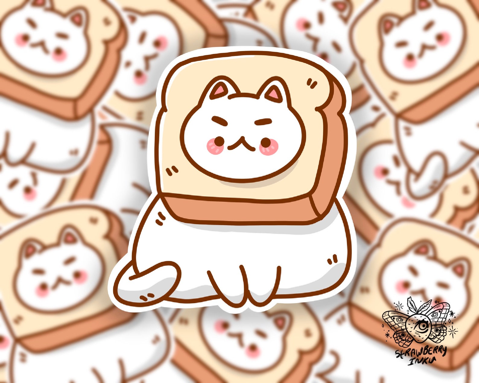 Bread Cat Cat Sticker Cat With Bread Etsy