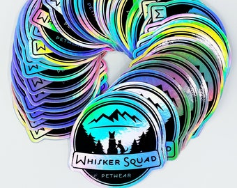 Holographic Logo Sticker, 3" x 3", Whisker Squad Logo Sticker