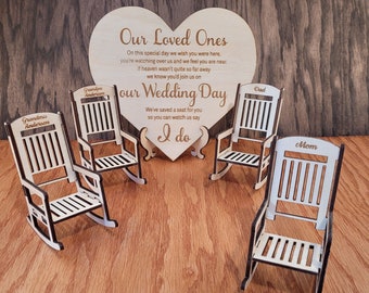 Wedding Day Remembrance Memorial Set with Personalized Chairs, For Weddings, Christmas, Quinceañera, sweet sixteen, or any special occasion