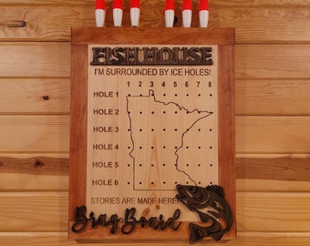The Original Personalized Fish House Brag Board with for All Wheelhouses, Ice castles, Ice Fishing Houses