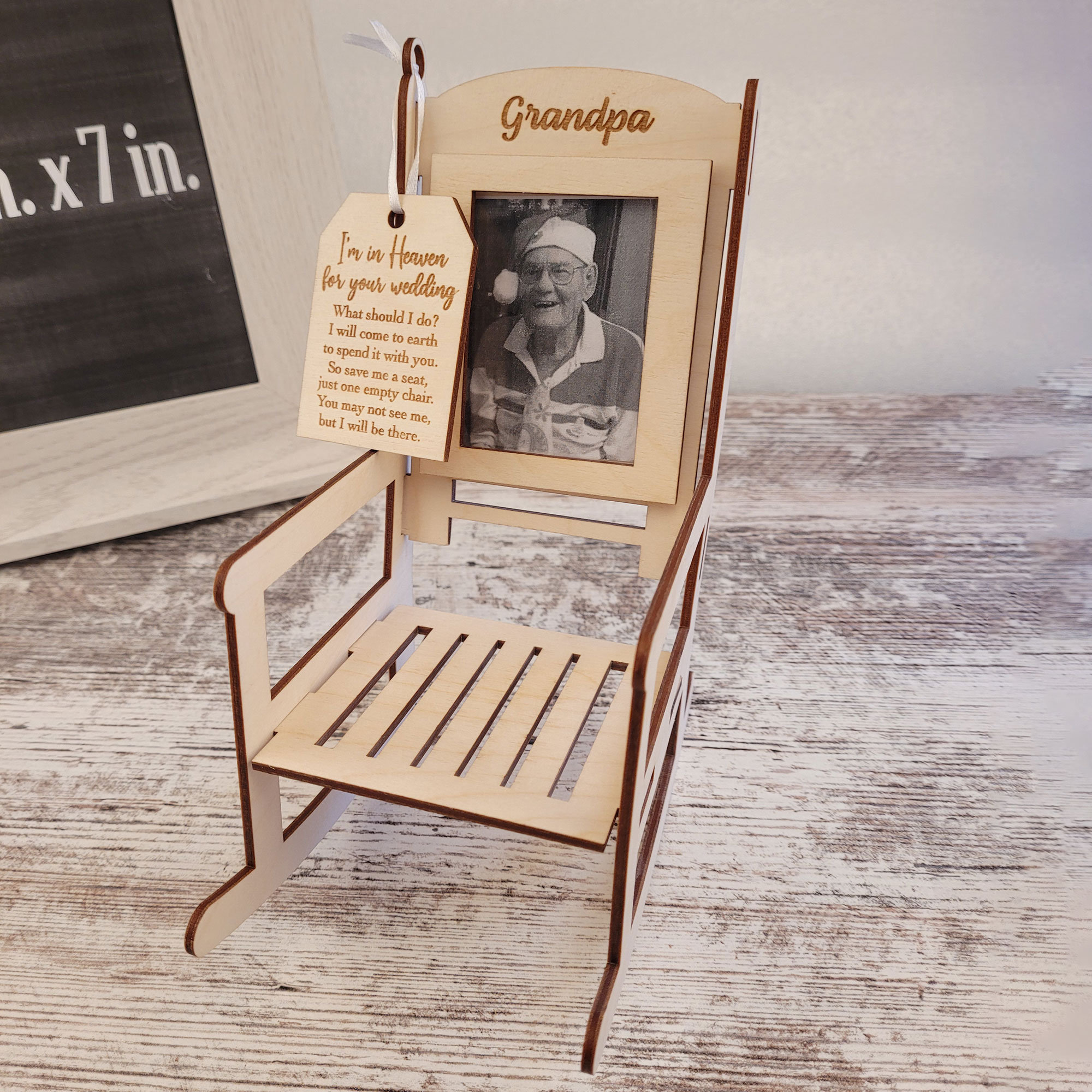 Personalized Photo Frame Memorial Chair With Save a Seat Etsy