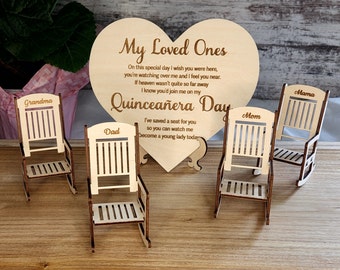 Quinceañera Remembrance Memorial Set with Personalized Chairs, can be used for Weddings, Christmas, sweet sixteen, or any special occasion