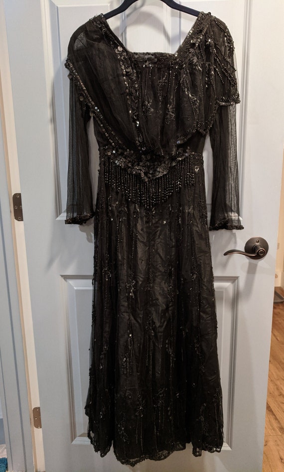 Early 1900's Black Beaded Evening Dress