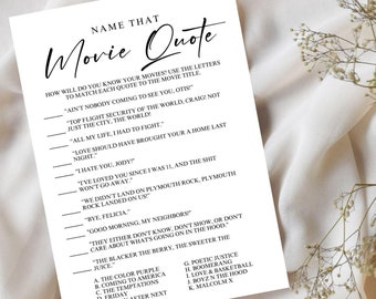 Black Baby Shower Games, Name That Movie Quote Game, Editable Canva Template ( Digital Download )