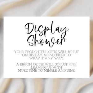 Display Shower Card, Baby Shower Invitation Insert, Unwrapped Gift request, No Gift Wrap Card, Modern Baby Shower Request, Instant Download