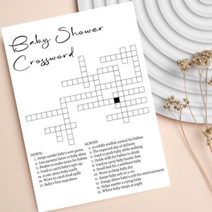 Gioco di parole crociate per baby shower, gioco minimalista per baby shower, cruciverba, puzzle per baby shower, gioco moderno stampabile, download immediato