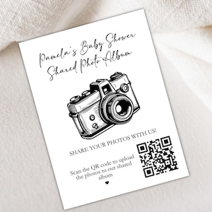 Carte capture l'amour pour baby shower, téléchargement de photos avec code QR, album photo partagé, code QR de photos de baby shower, modèle Canva modifiable