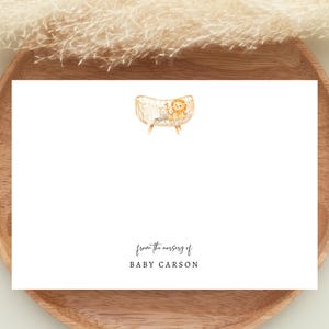Tarjeta de agradecimiento para baby shower, papelería personalizada, nota de agradecimiento de la guardería, plantilla imprimible de Canva editable.