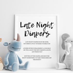 Late Night Diapers Baby Shower Activity, Baby Shower Diaper Game, Printable Baby Shower Game Sign, Diaper Messages, Instant Download