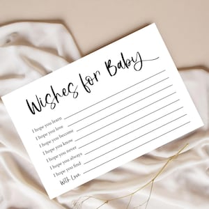 Baby Wishes Baby Shower Activity Card, Wishes For Baby, Well Wishes Card, Prayers for Baby, Minimalist Baby Shower Games, Instant Download