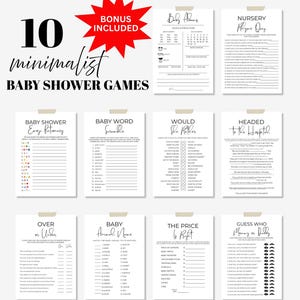 Baby Shower Games Bundle, Minimalist Gender Neutral Baby Sprinkle Games, Printable Fun Baby Shower And Activities, Editable Canva Template
