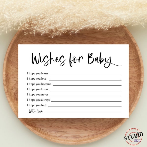 Wishes for Baby Baby Shower Activity Card, Have your guests write heartfelt wishes for the upcoming bundle of joy, Digital Printable